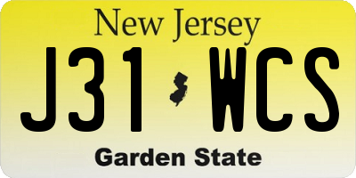 NJ license plate J31WCS