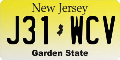 NJ license plate J31WCV