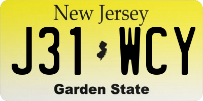 NJ license plate J31WCY
