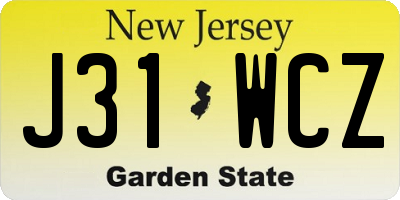 NJ license plate J31WCZ