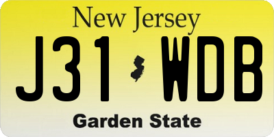 NJ license plate J31WDB