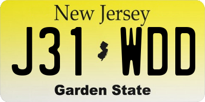 NJ license plate J31WDD