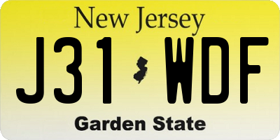 NJ license plate J31WDF