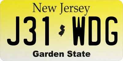 NJ license plate J31WDG