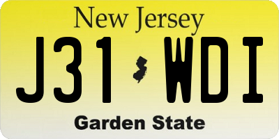 NJ license plate J31WDI