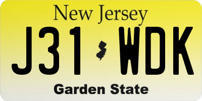 NJ license plate J31WDK