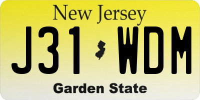 NJ license plate J31WDM