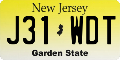 NJ license plate J31WDT