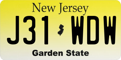 NJ license plate J31WDW