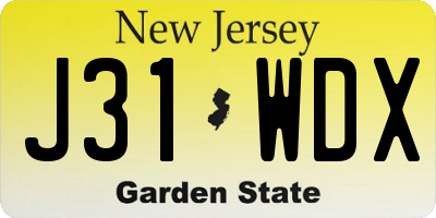 NJ license plate J31WDX