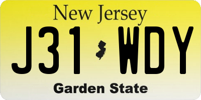 NJ license plate J31WDY