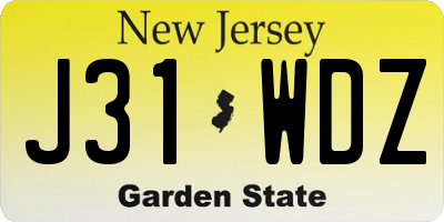 NJ license plate J31WDZ