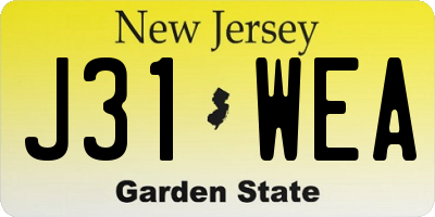 NJ license plate J31WEA