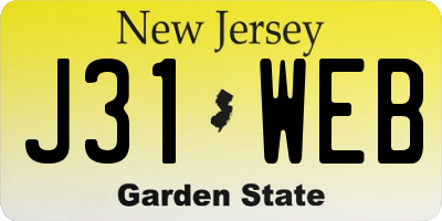 NJ license plate J31WEB