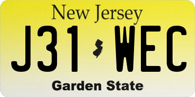 NJ license plate J31WEC