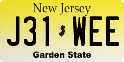 NJ license plate J31WEE