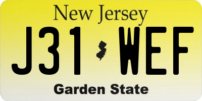 NJ license plate J31WEF