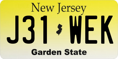 NJ license plate J31WEK