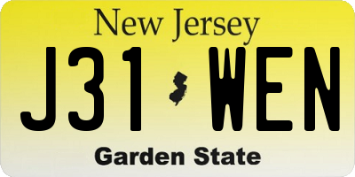 NJ license plate J31WEN