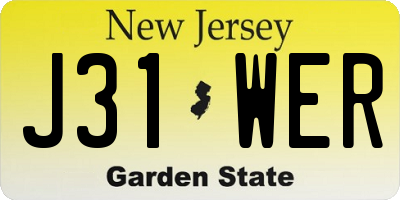 NJ license plate J31WER