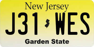 NJ license plate J31WES