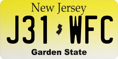 NJ license plate J31WFC