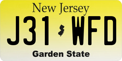NJ license plate J31WFD