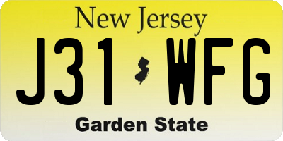 NJ license plate J31WFG