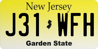 NJ license plate J31WFH