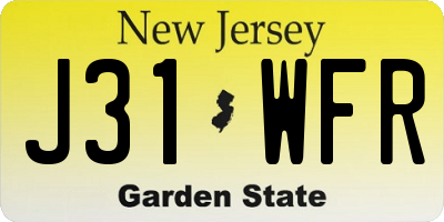 NJ license plate J31WFR
