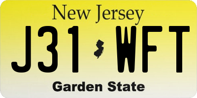 NJ license plate J31WFT