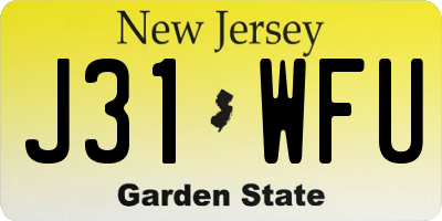 NJ license plate J31WFU