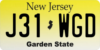 NJ license plate J31WGD