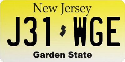 NJ license plate J31WGE