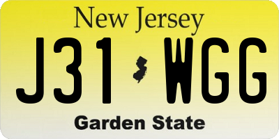 NJ license plate J31WGG