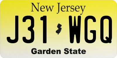 NJ license plate J31WGQ