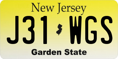 NJ license plate J31WGS