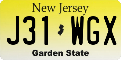 NJ license plate J31WGX