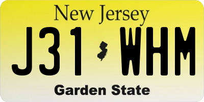 NJ license plate J31WHM