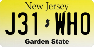 NJ license plate J31WHO