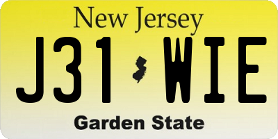 NJ license plate J31WIE