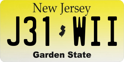 NJ license plate J31WII