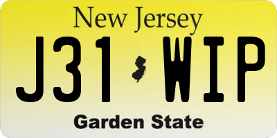 NJ license plate J31WIP