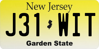 NJ license plate J31WIT