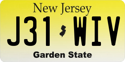 NJ license plate J31WIV
