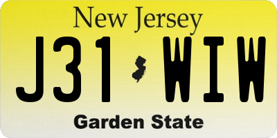 NJ license plate J31WIW