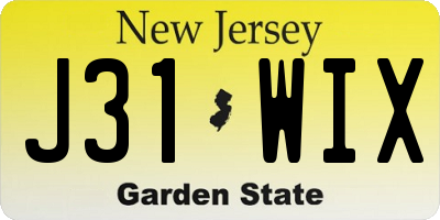 NJ license plate J31WIX