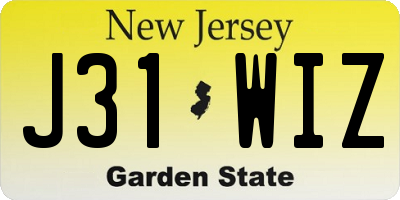 NJ license plate J31WIZ