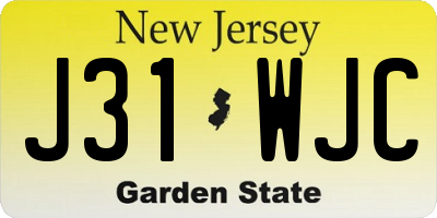 NJ license plate J31WJC