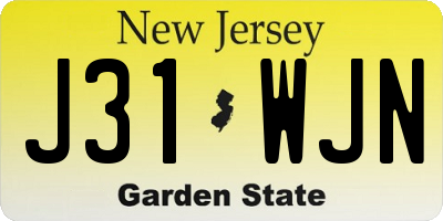 NJ license plate J31WJN